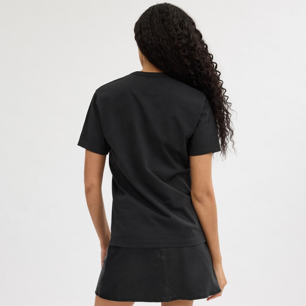 Camiseta Coach Signature Square Kiss Print In Organic Cotton Mujer Negras | CL_CH44886