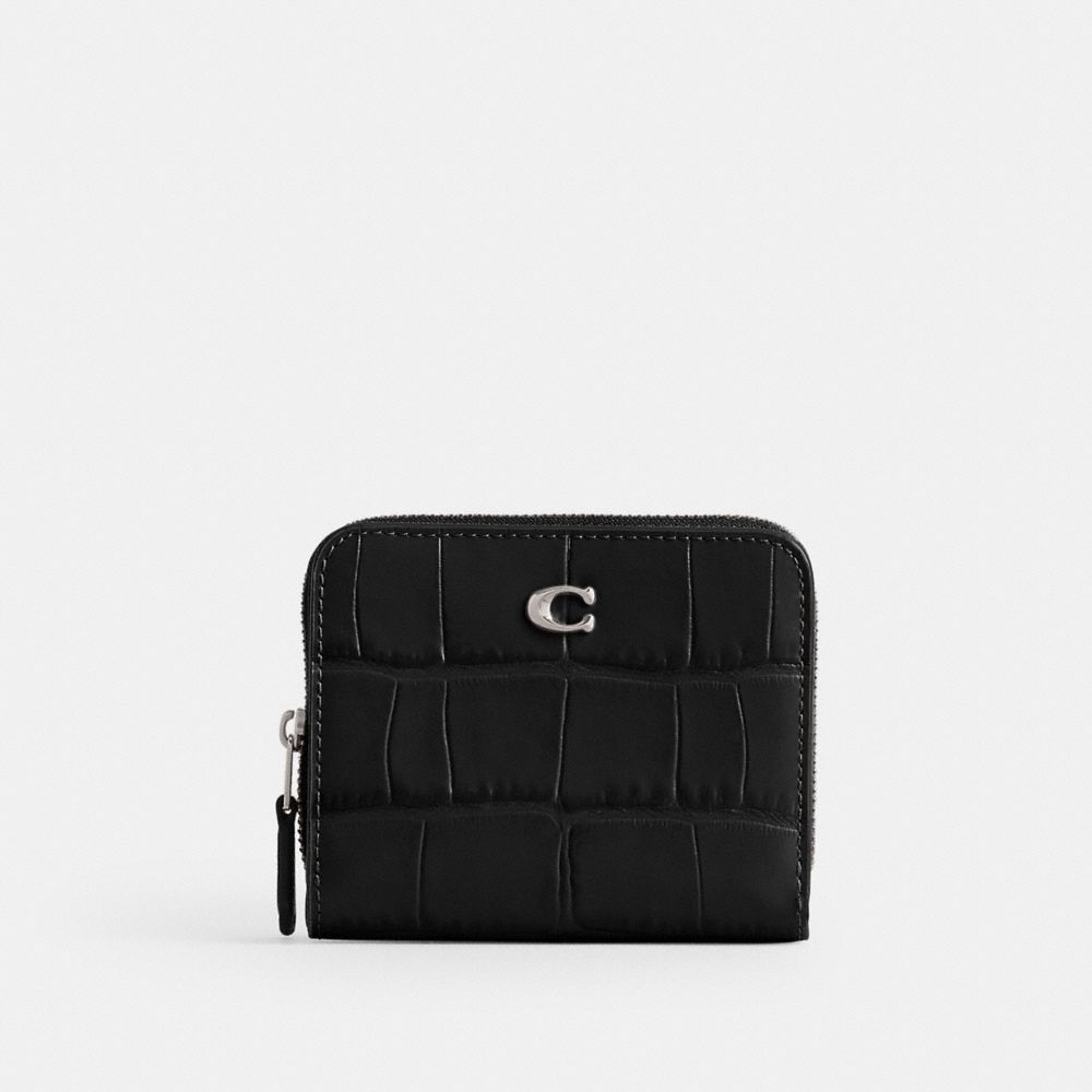 Carteras Pequeñas Coach Billfold Croc Embossed Leather Mujer Negras | CL_CH12617