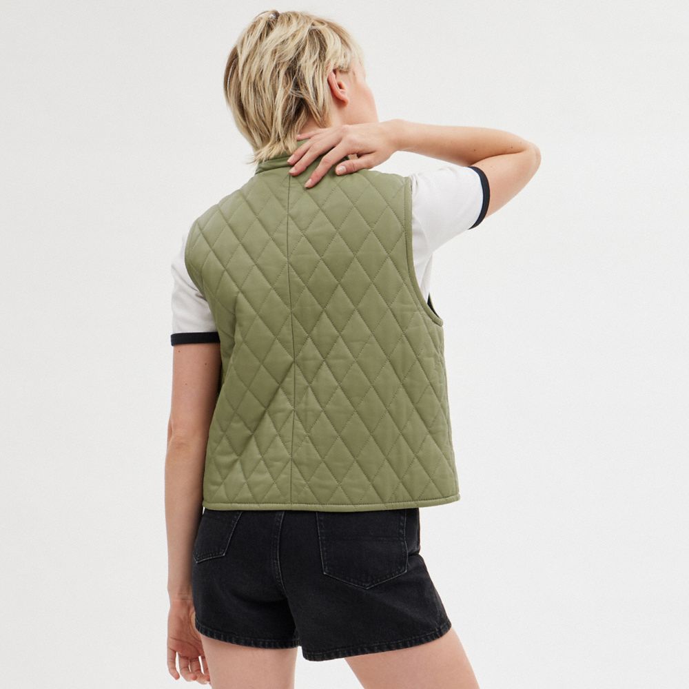 Chaquetas Coach Leather Quilted Mujer Verde | CL_CH96048