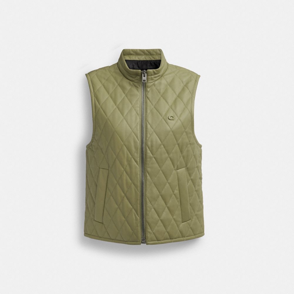 Chaquetas Coach Leather Quilted Mujer Verde | CL_CH96048