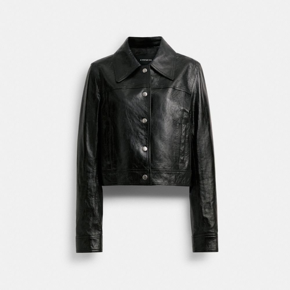 Chaquetas Coach Patent Leather Mujer Negras | CL_CH19822