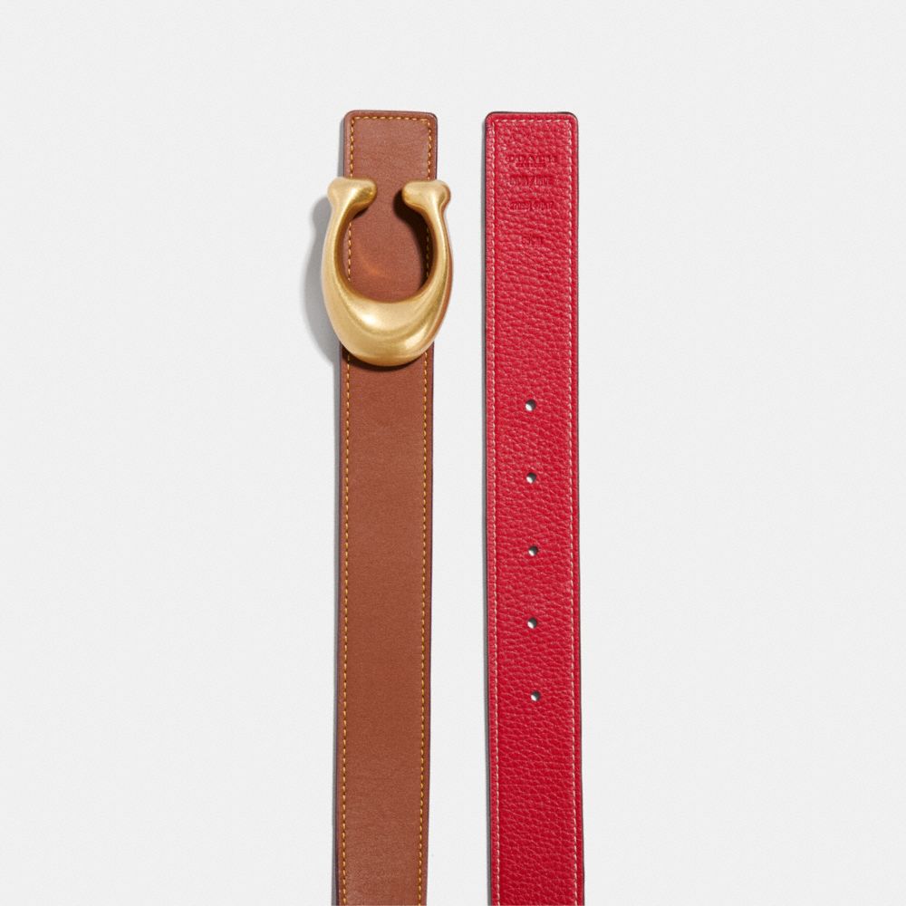 Cinturones Coach C Hardware Reversible Belt 32 Mm Brass Mujer Rojas | CL_CH67541