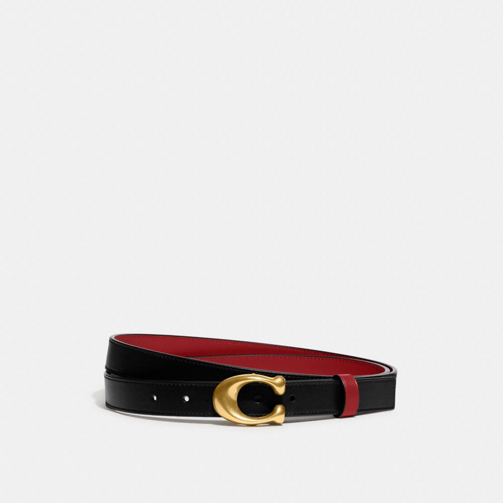 Cinturones Coach Sculpted C Buckle Cut To Size Reversible Belt 25 Mm Brass Mujer Negras Rojas | CL_CH99805