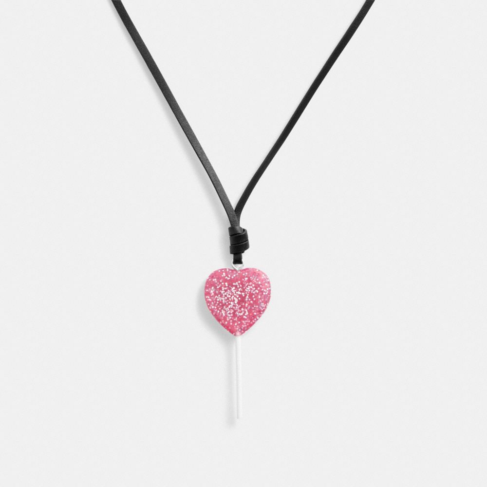 Collar Coach The Lil Nas X Drop Heart Lollipop Mujer Plateadas Rosas | CL_CH58573