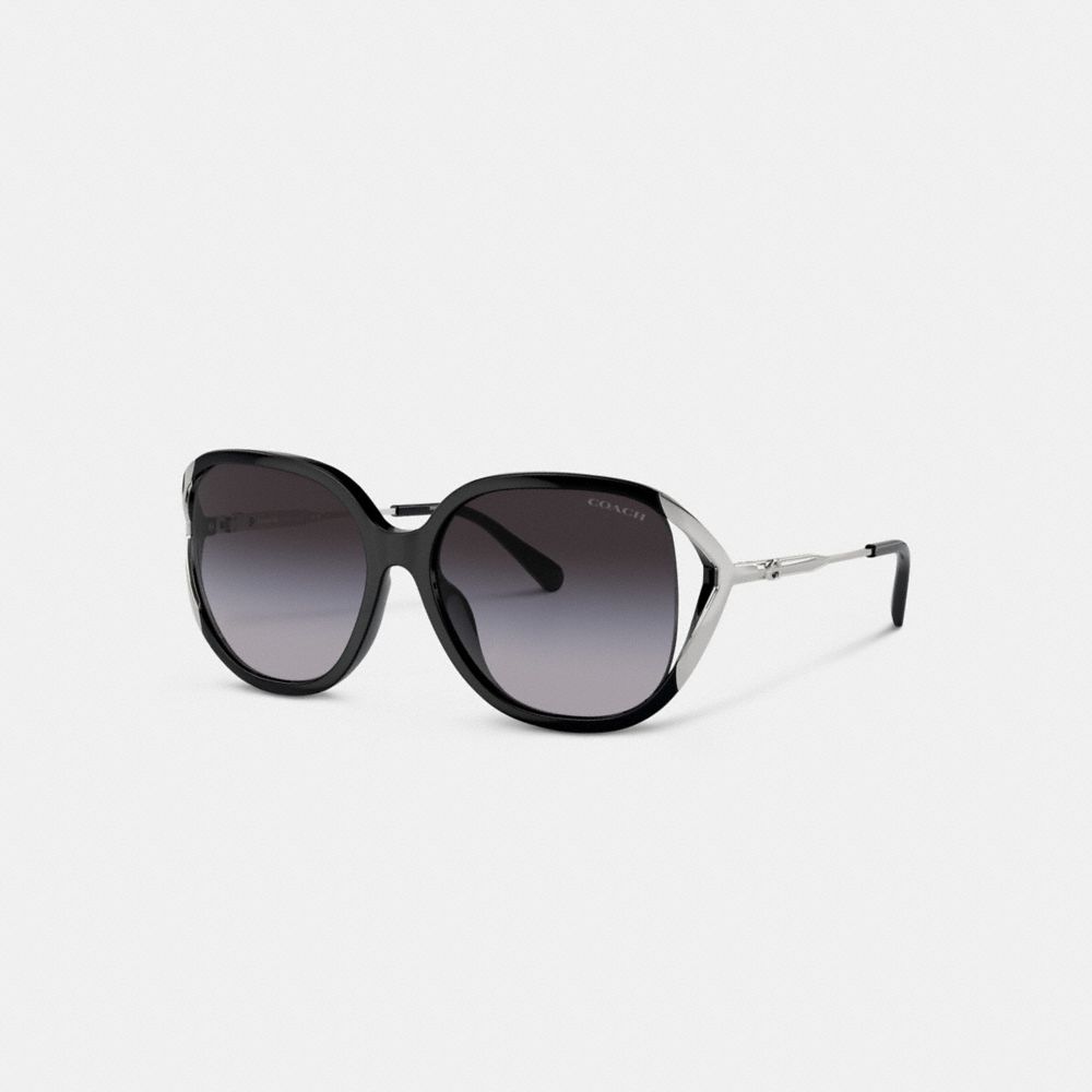 Lentes de Sol Coach Bandit Oversized Square Mujer Negras Plateadas | CL_CH15675