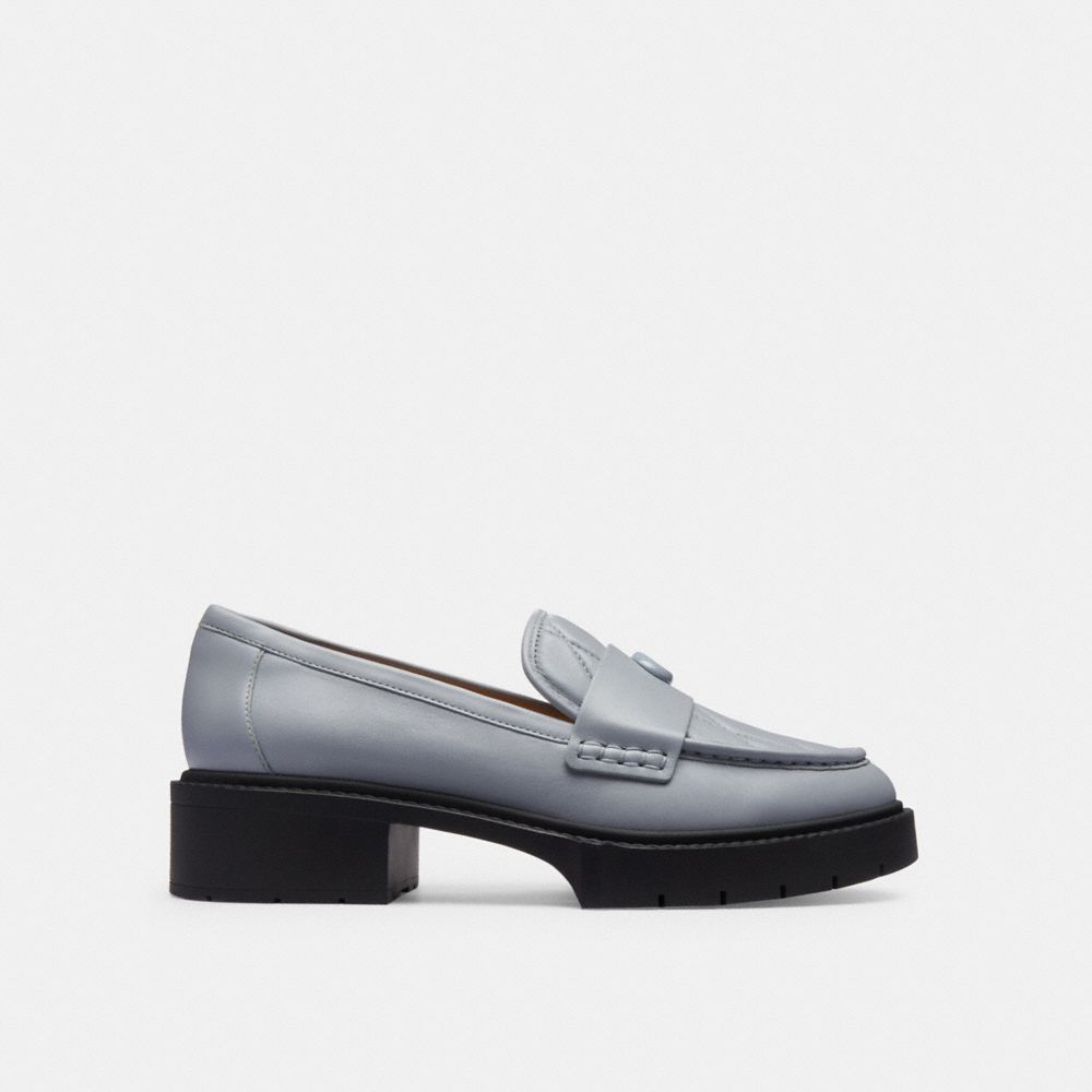 Mocasines Coach Leah With Quilting Leather Mujer Gris Azules | CL_CH76458