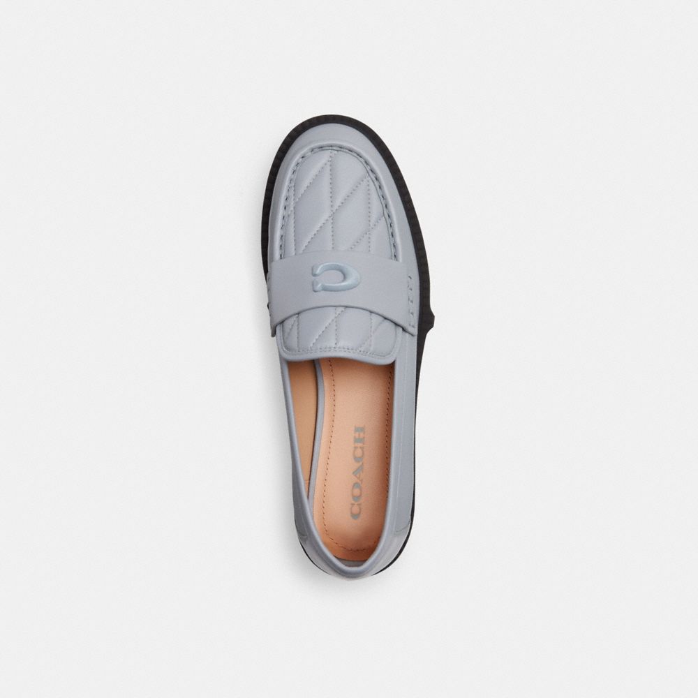 Mocasines Coach Leah With Quilting Leather Mujer Gris Azules | CL_CH76458