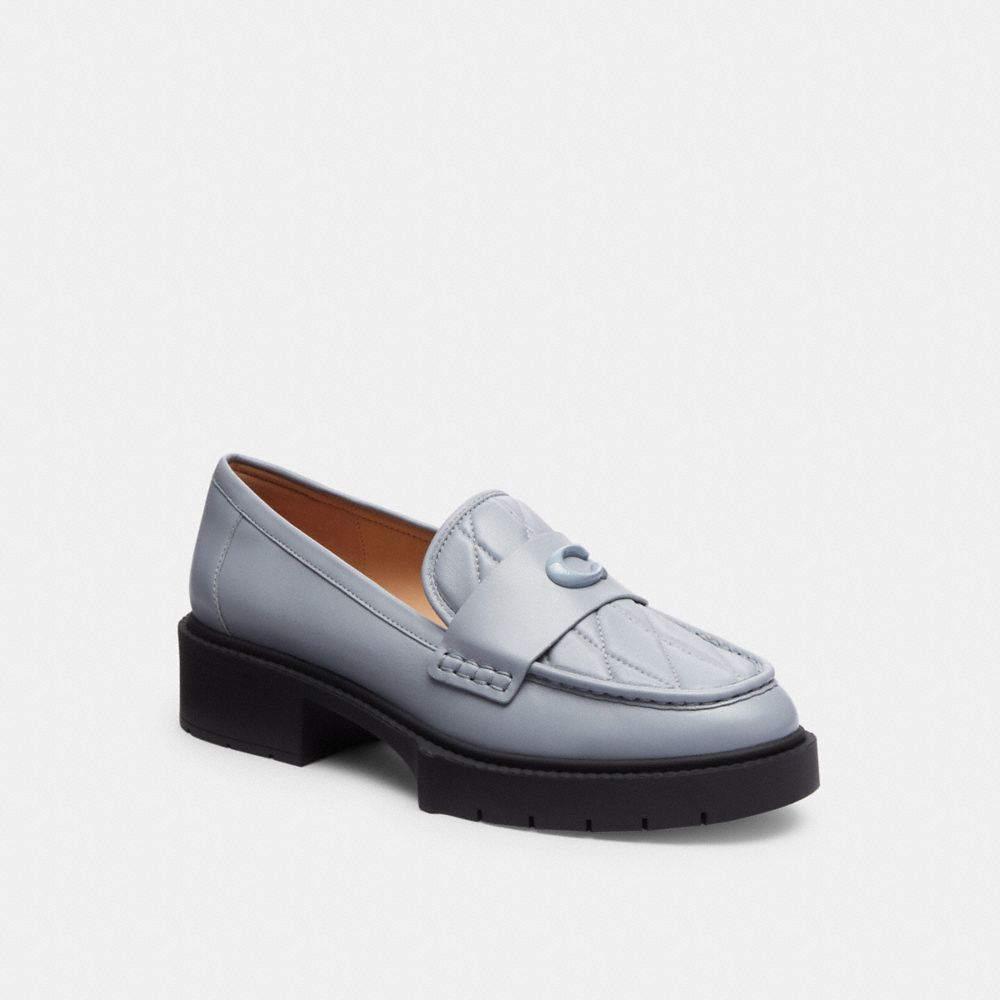 Mocasines Coach Leah With Quilting Leather Mujer Gris Azules | CL_CH76458