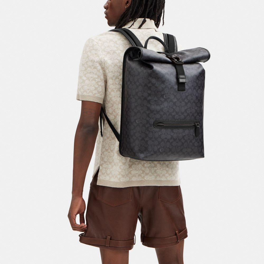 Mochilas Coach Beck Roll Top In Signature Hombre Gris | CL_CH41550