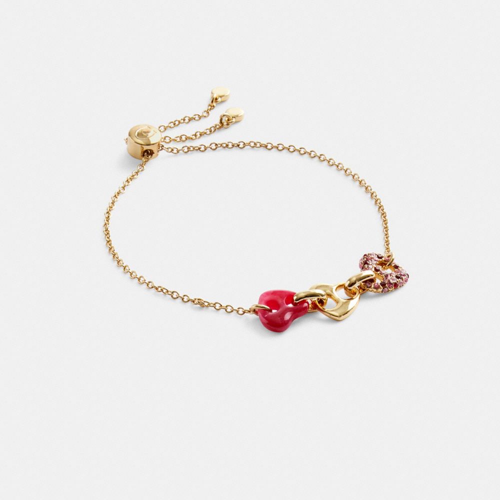 Pulseras Coach Pavé Hearts Chain Link Slider Mujer Doradas Rosas | CL_CH31249