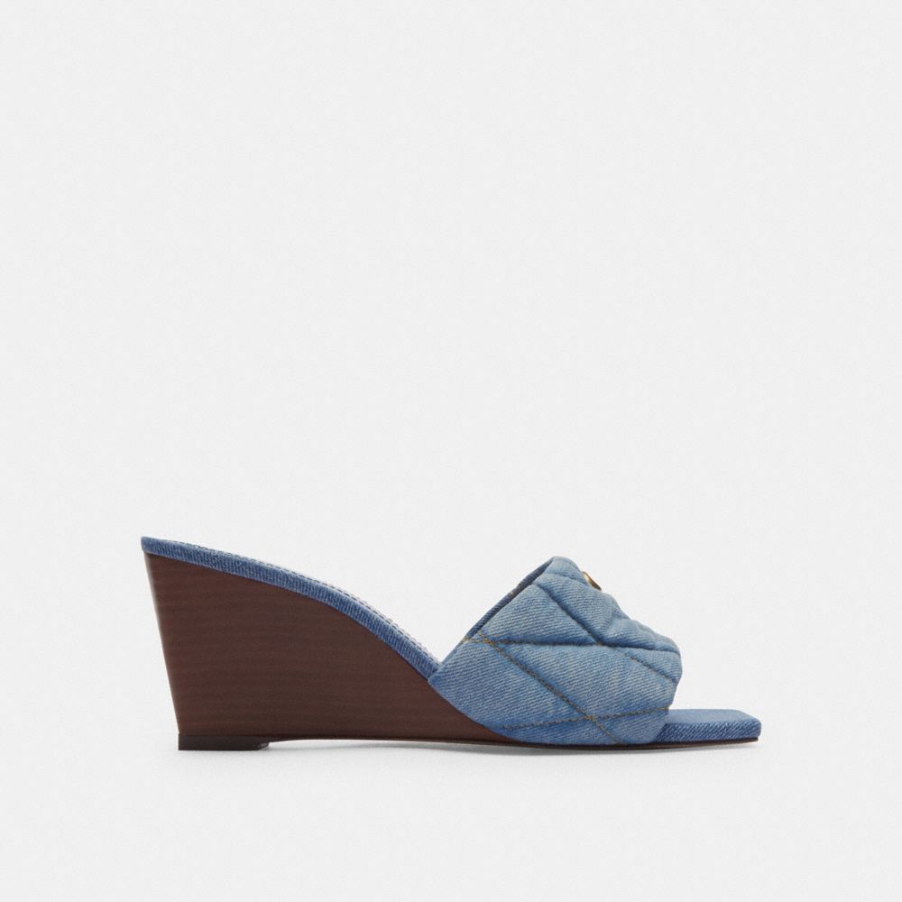 Sandalias Coach Emma Wedge With Quilting Indigo Denim Mujer Indigo Azules | CL_CH49888