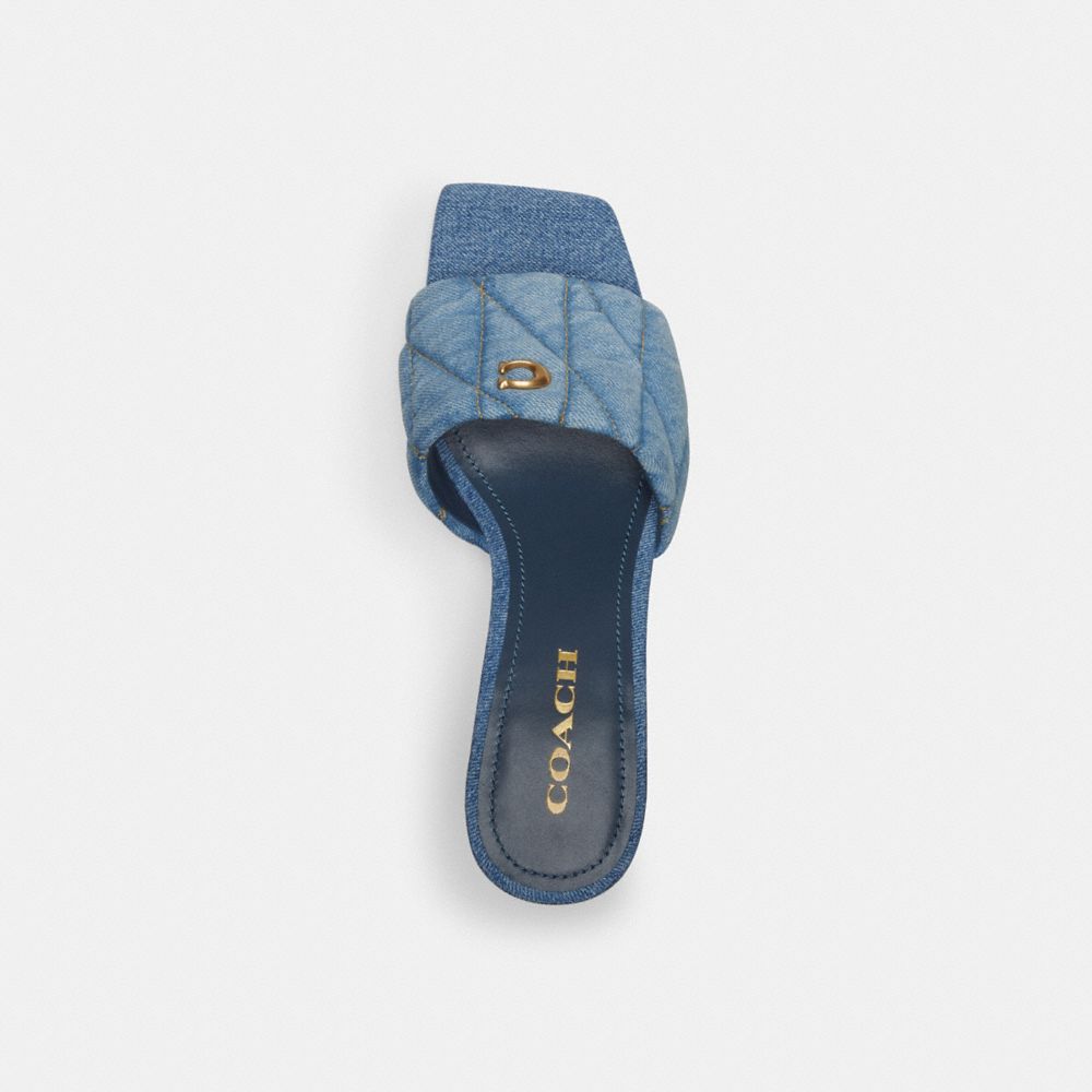 Sandalias Coach Emma Wedge With Quilting Indigo Denim Mujer Indigo Azules | CL_CH49888