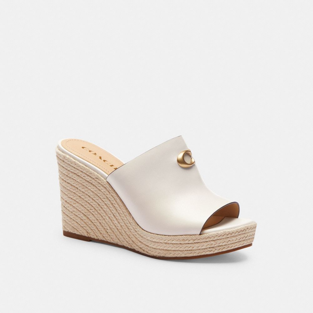 Sandalias Coach Gloria Wedge Chalk Mujer Blancas | CL_CH37022