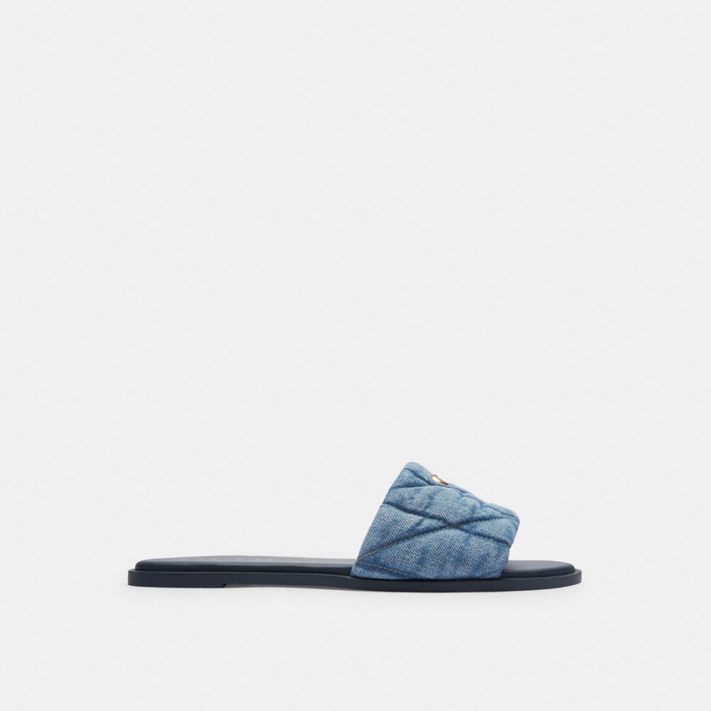 Sandalias Coach Holly With Quilting Indigo Denim Mujer Indigo Azules | CL_CH39869