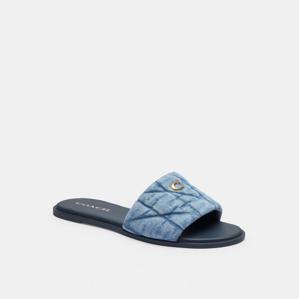 Sandalias Coach Holly With Quilting Indigo Denim Mujer Indigo Azules | CL_CH39869