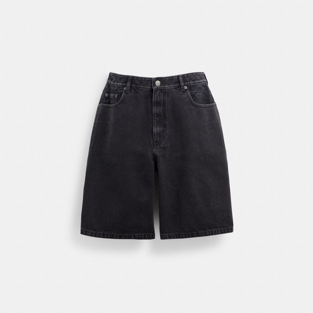 Short Coach Black Denim In Organic Cotton Denim Hombre Negras | CL_CH43645