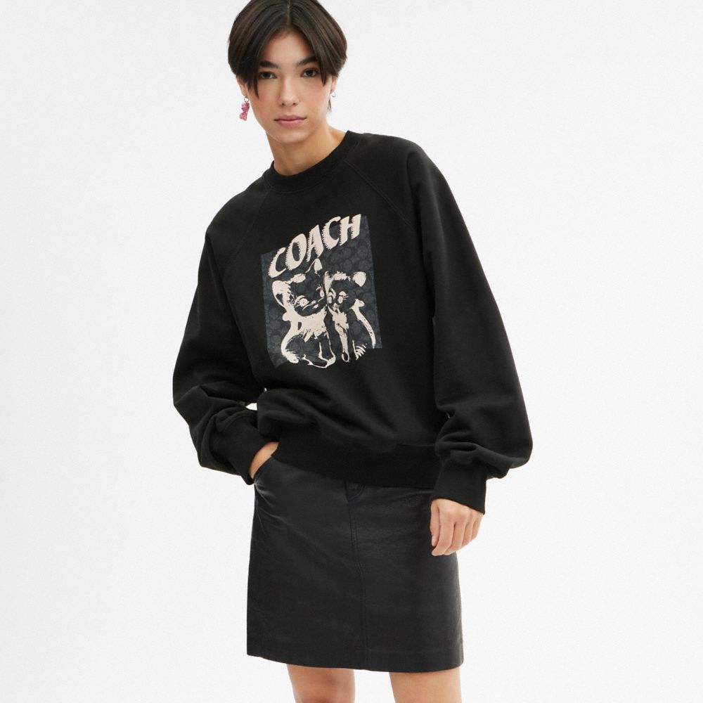 Sudaderas Coach The Lil Nas X Drop Signature Cats Crewneck Hombre Negras | CL_CH92398