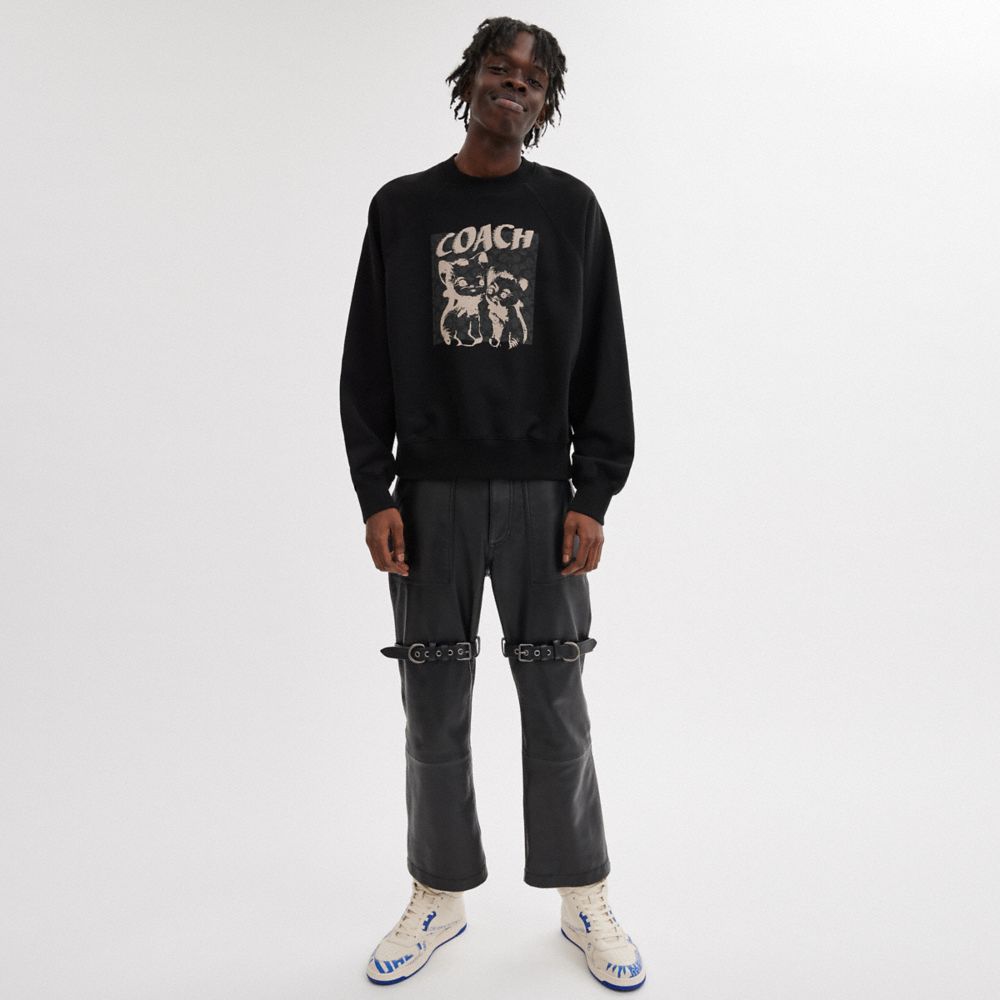 Sudaderas Coach The Lil Nas X Drop Signature Cats Crewneck Hombre Negras | CL_CH92398