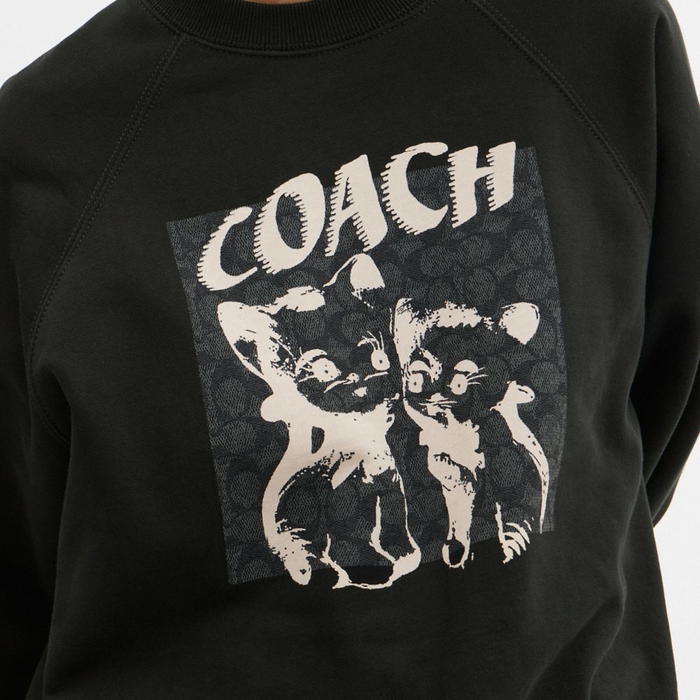 Sudaderas Coach The Lil Nas X Drop Signature Cats Crewneck Hombre Negras | CL_CH92398