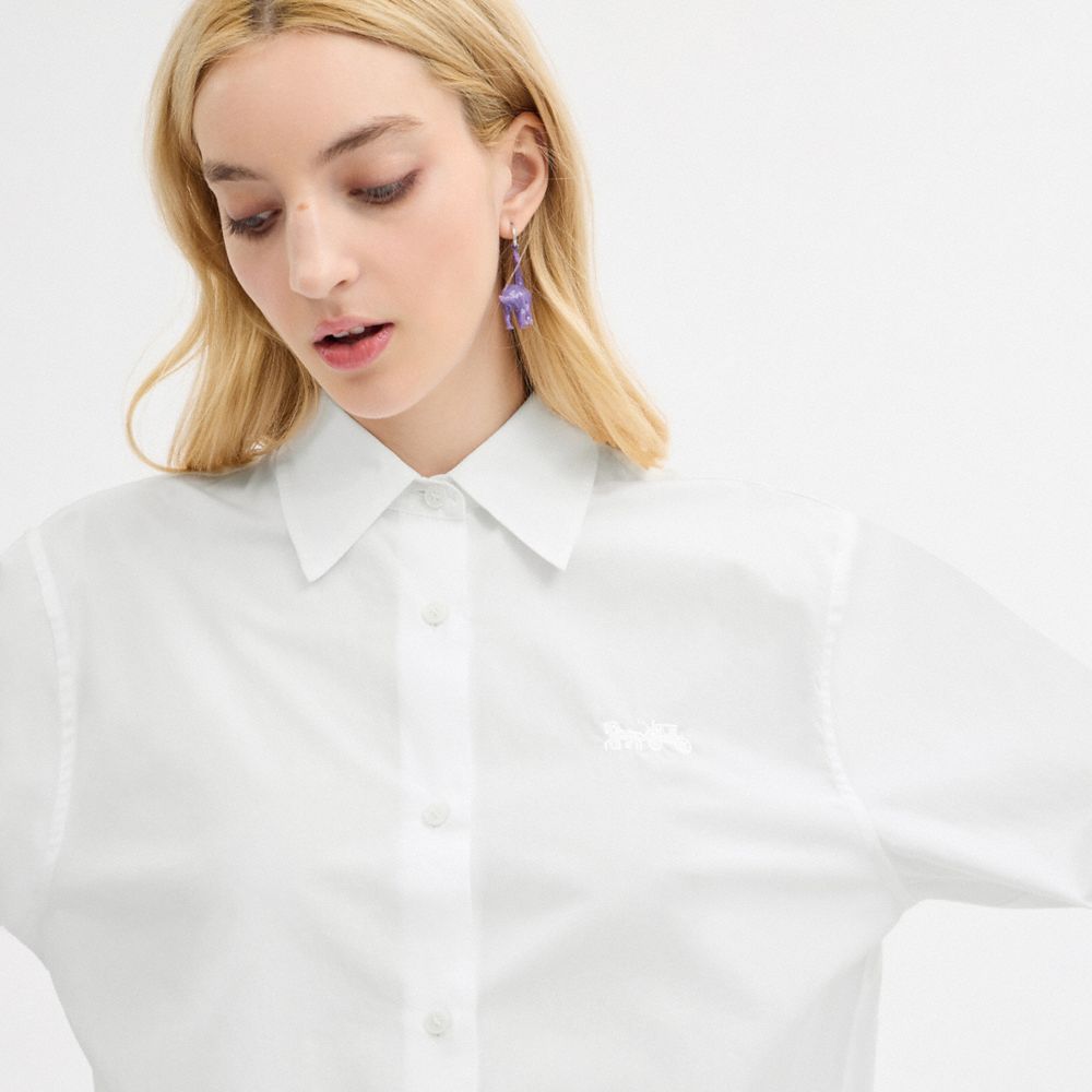 Tops Coach Cropped Button Up Shirt Mujer Blancas | CL_CH49924