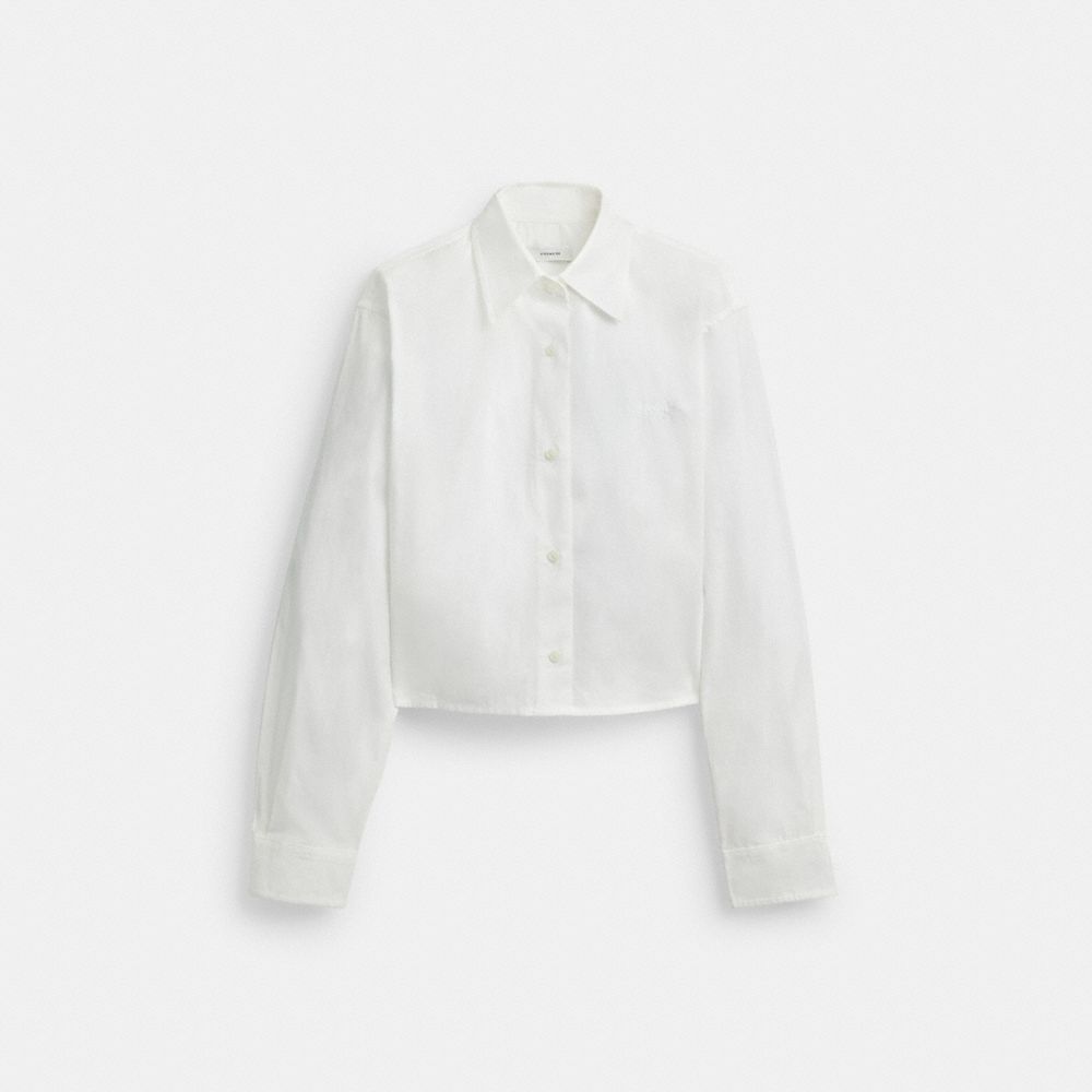 Tops Coach Cropped Button Up Shirt Mujer Blancas | CL_CH49924