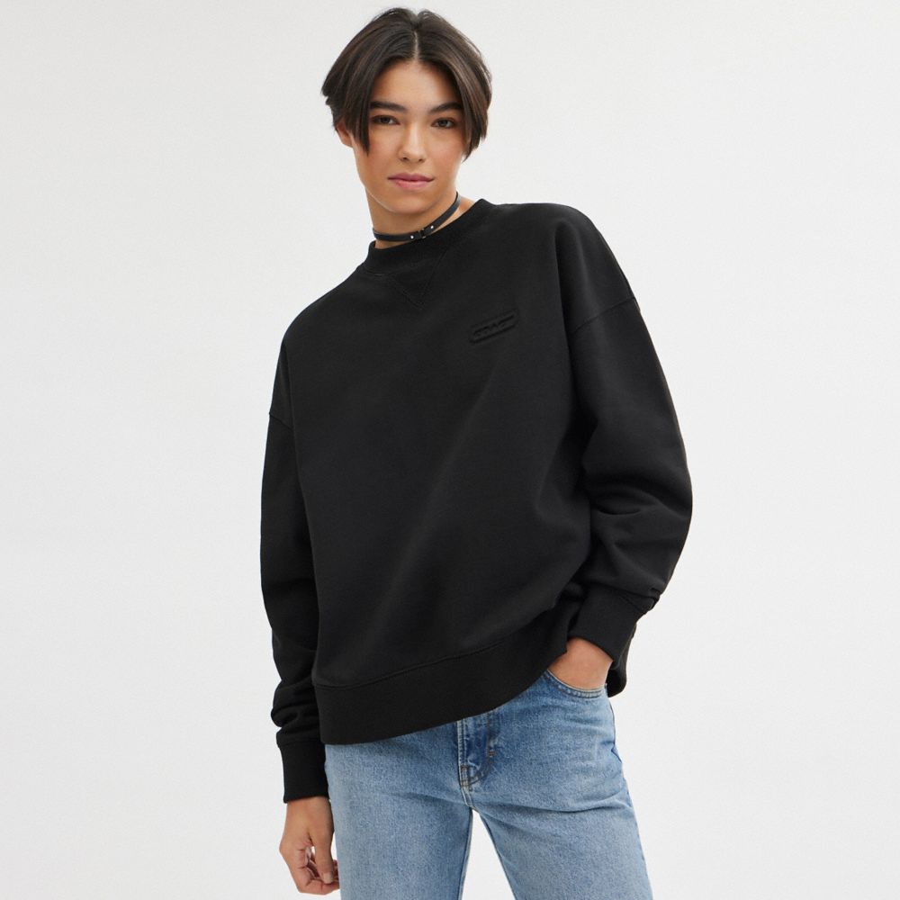 Tops Coach Essential Crewneck Mujer Negras | CL_CH79352