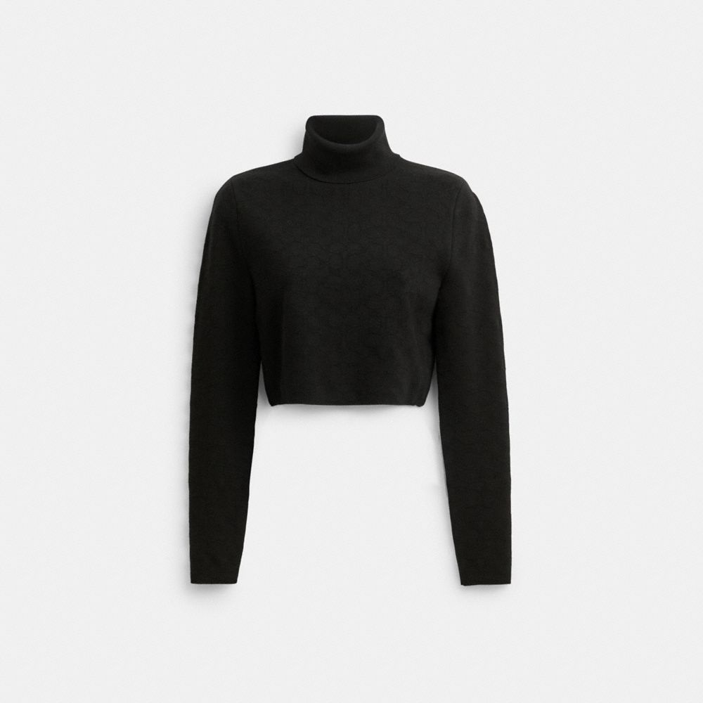 Tops Coach Signature Knit Cropped Turtleneck Mujer Negras | CL_CH62603