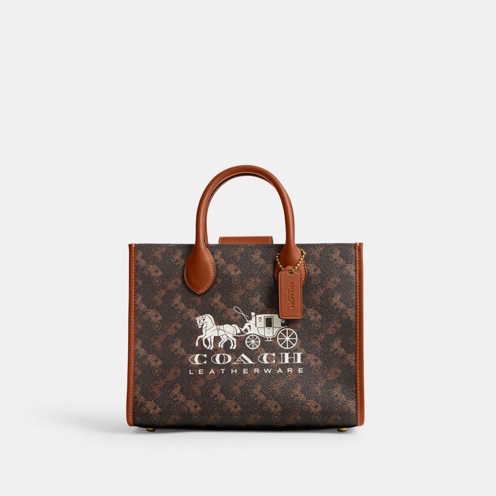 Tote Coach Ace 26 With Horse And Carriage Print Brass Mujer Marrones | CL_CH57251