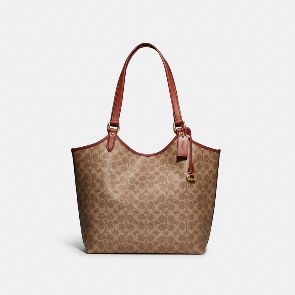 Tote Coach Day In Signature Canvas Brass Mujer Marrones | CL_CH26449