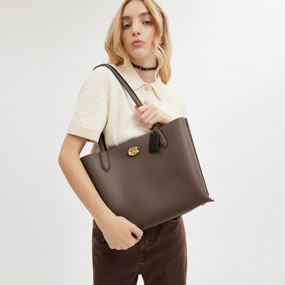 Tote Coach Willow Pebble Leather Mujer Gris Oscuro | CL_CH85873