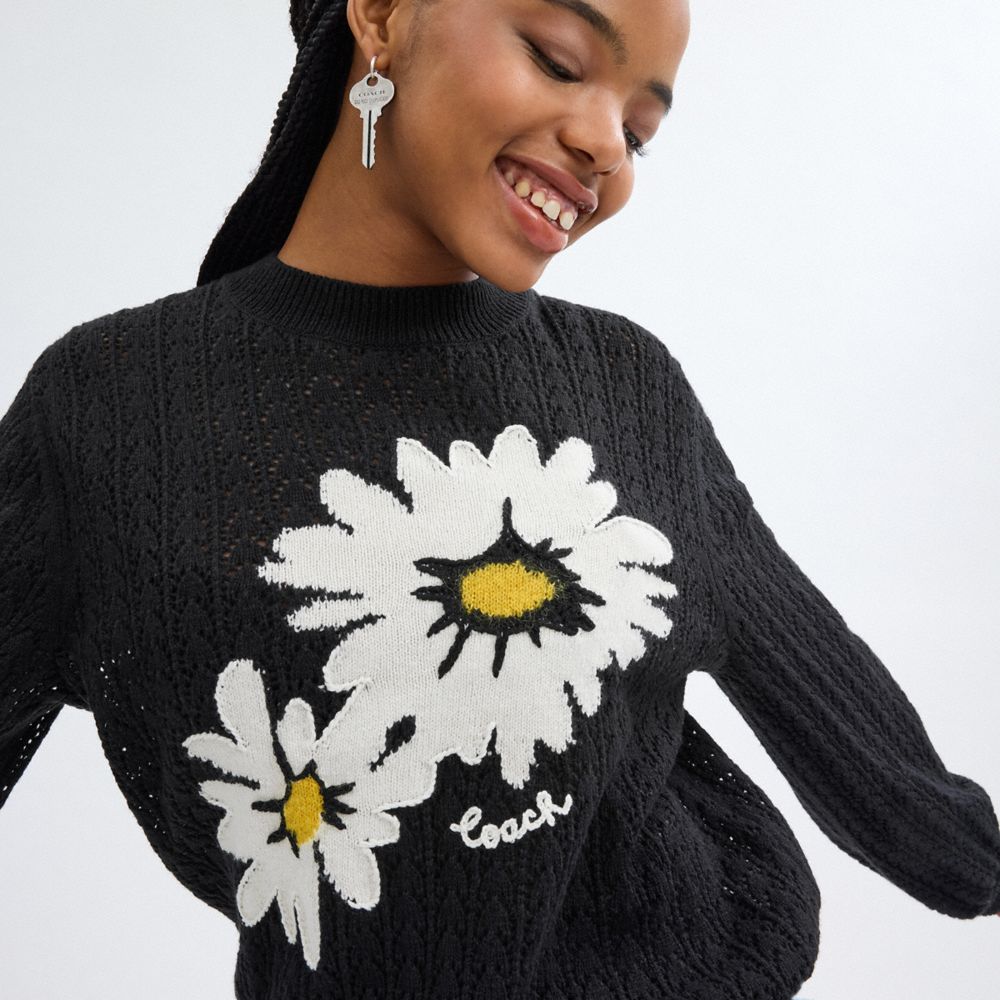 Truien Coach Floral Crewneck Mujer Negras | CL_CH14819