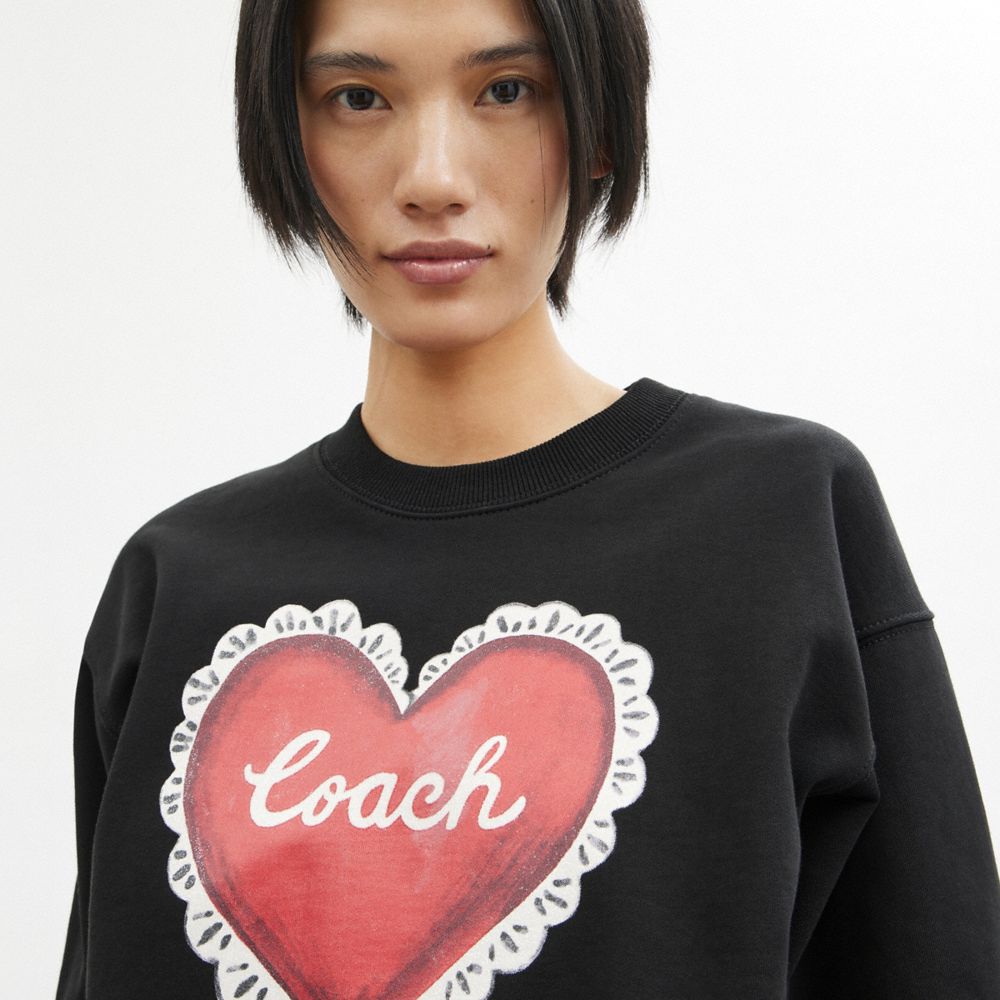 Truien Coach Heart Crewneck Mujer Negras | CL_CH85749