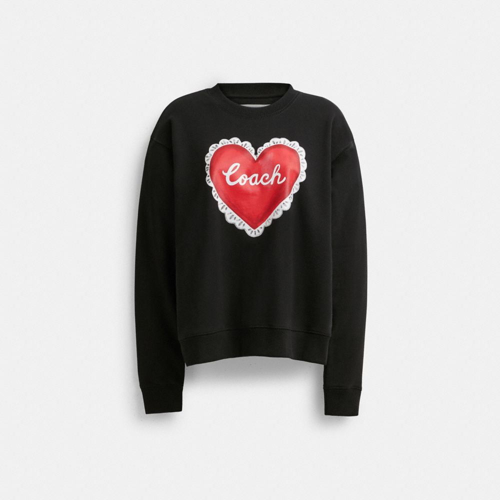 Truien Coach Heart Crewneck Mujer Negras | CL_CH85749