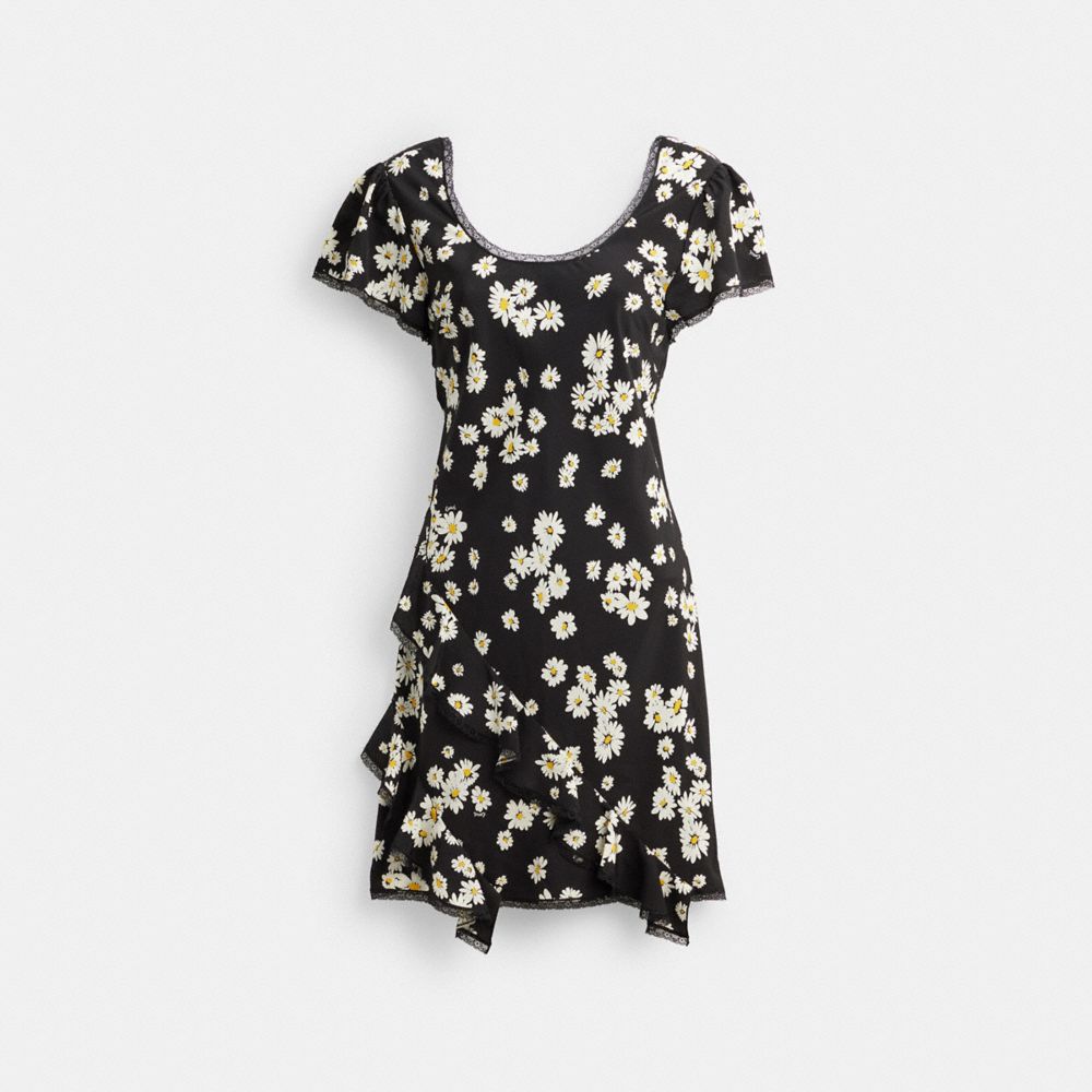 Vestido Coach Floral Mini Mujer Negras | CL_CH66488