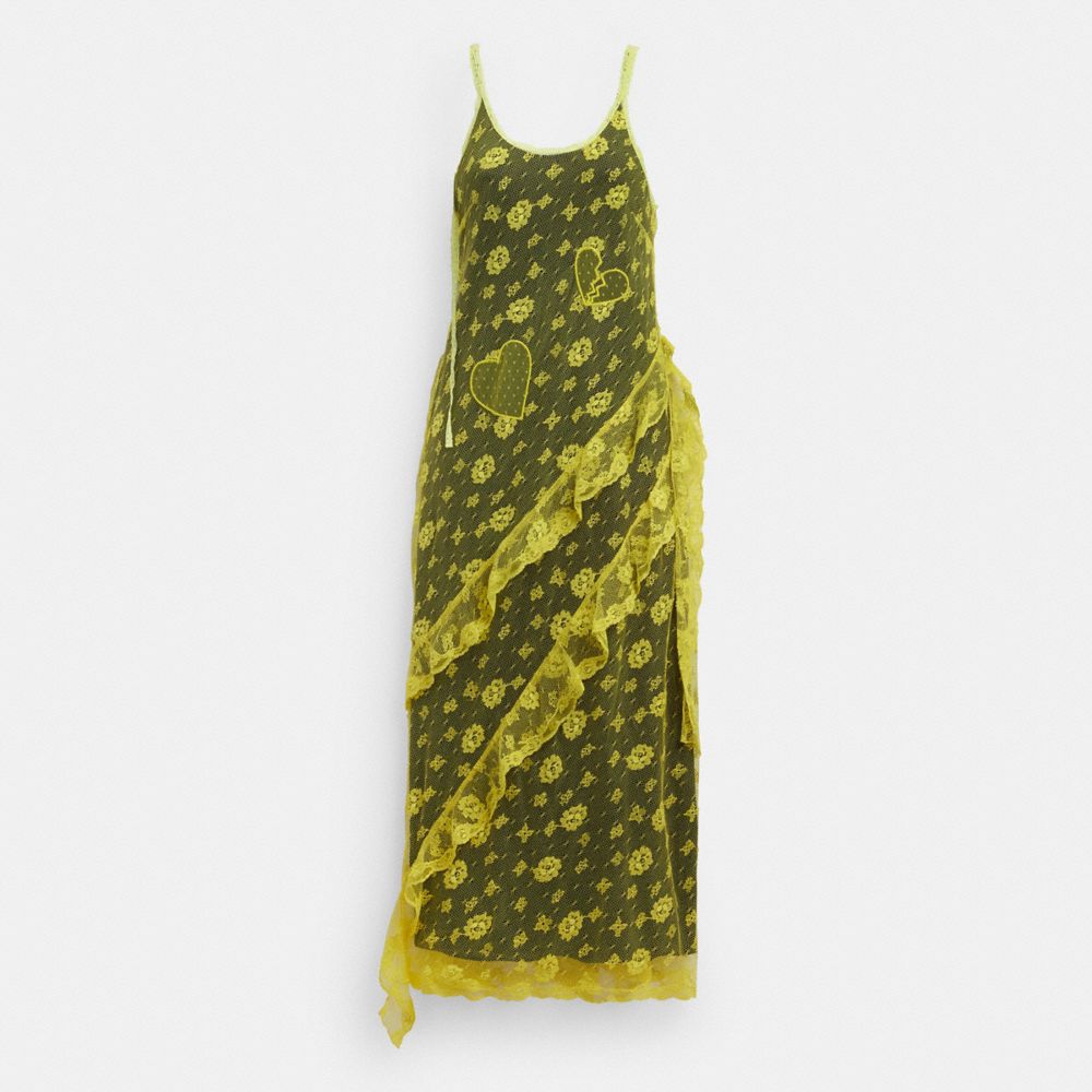 Vestido Coach Ruffle Lace Mujer Amarillo | CL_CH17130