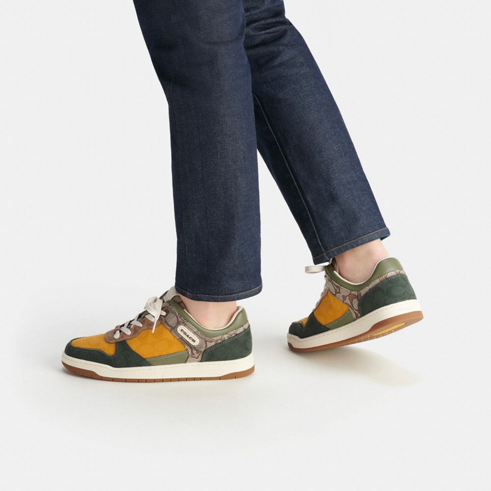 Zapatillas Coach C201 In Mixed Signature Fabric Oak Hombre Verde | CL_CH64639