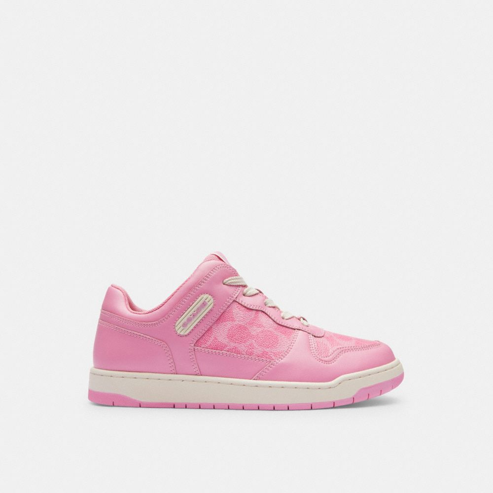 Zapatillas Coach C201 Low Top In Signature Canvas Vivid Mujer Rosas | CL_CH57038