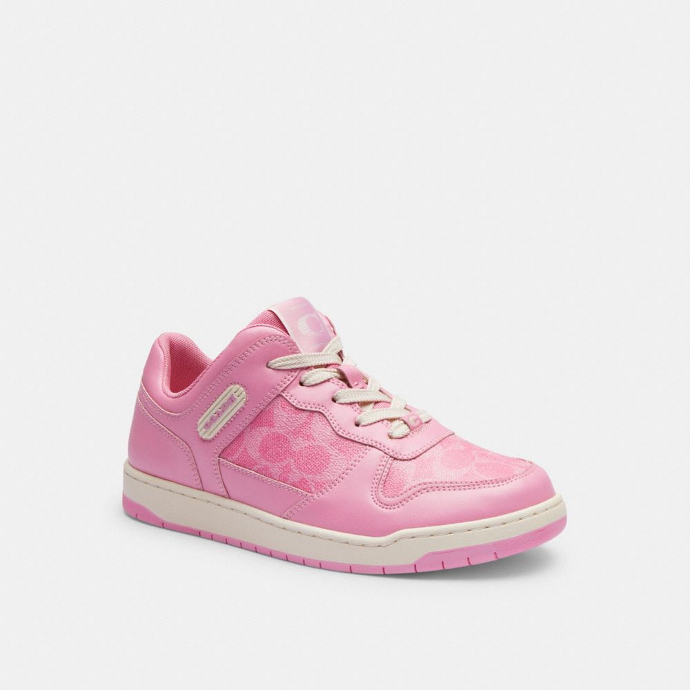 Zapatillas Coach C201 Low Top In Signature Canvas Vivid Mujer Rosas | CL_CH57038