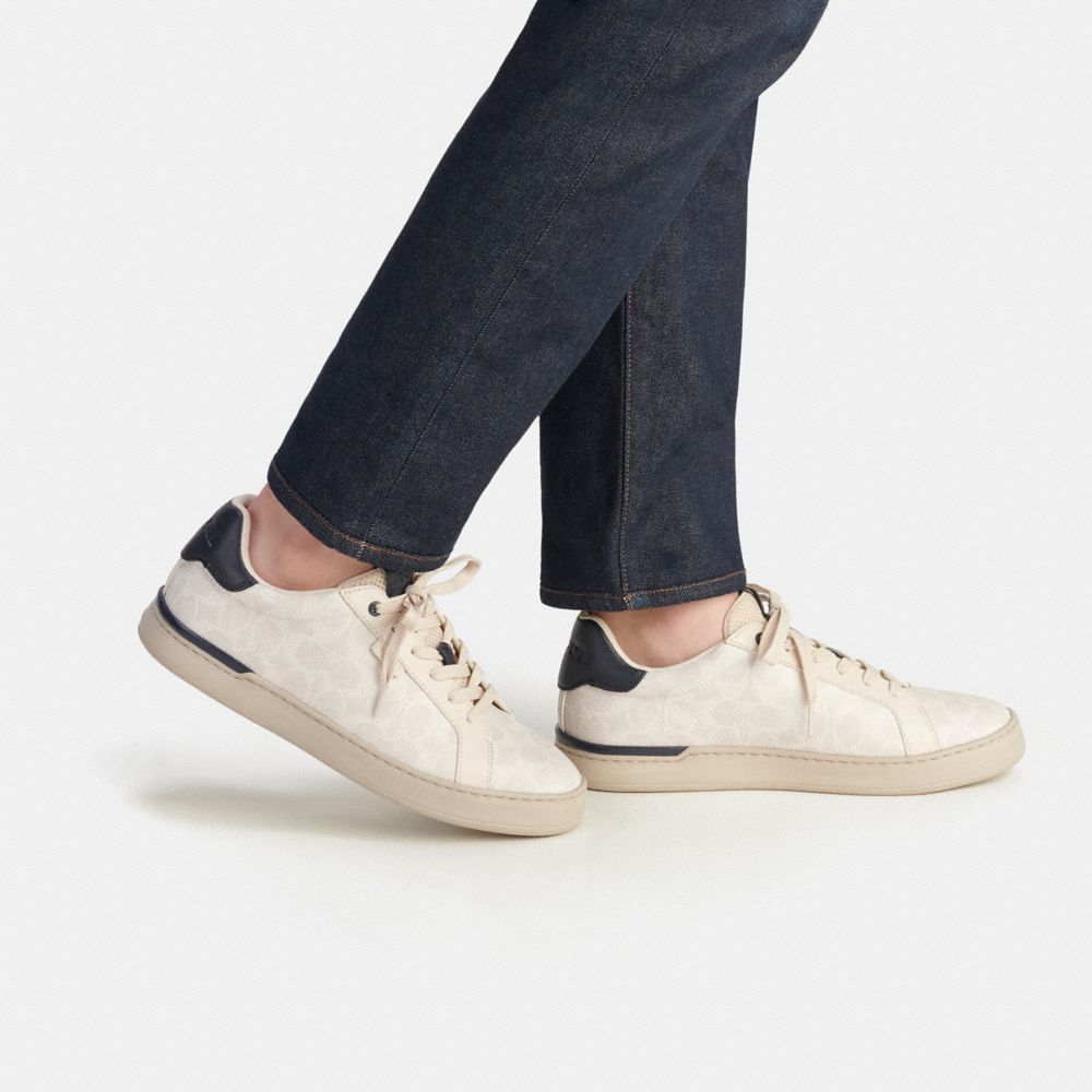 Zapatillas Coach Lowline Low Top In Signature Canvas Chalk Cobalt Hombre Blancas | CL_CH49636